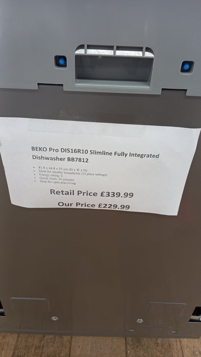 Grade A BEKO Pro DIS16R10 Slimline Fully Integrated Dishwasher BB7812