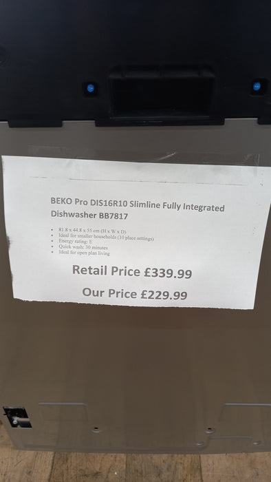 Grade A BEKO Pro DIS16R10 Slimline Fully Integrated Dishwasher BB7817