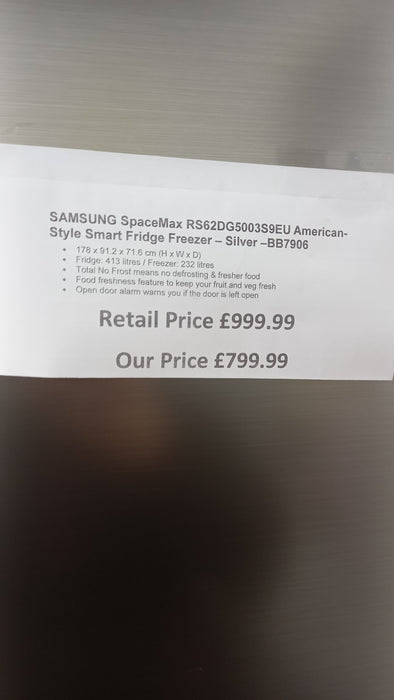 Grade A SAMSUNG SpaceMax RS62DG5003S9EU American-Style Smart Fridge Freezer - Silver BB7906