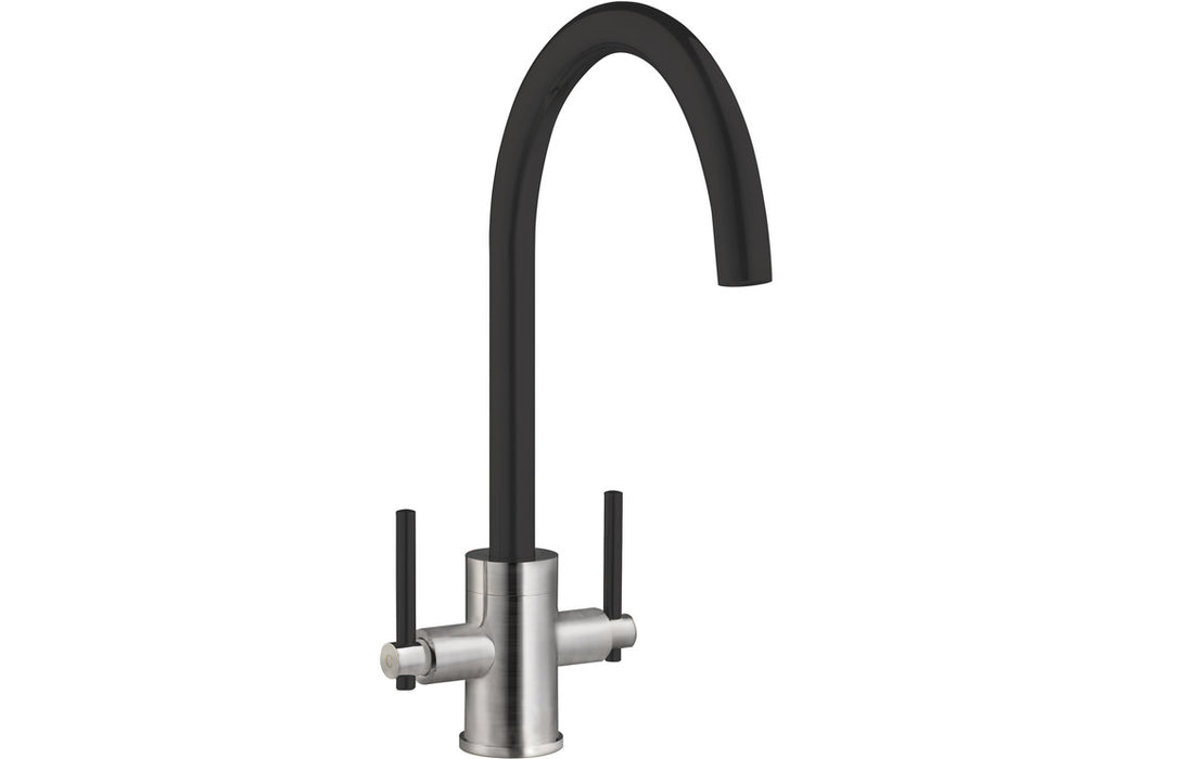 Prima+ Swan Neck Dual Lever Mixer Tap - Black