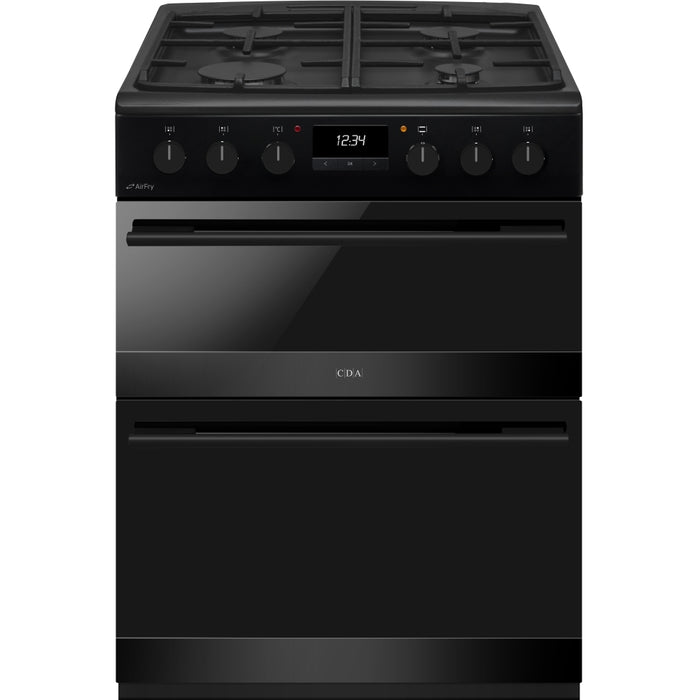 CDA CFD600MB Dual Fuel Cooker with Double Oven, Black, A Rated