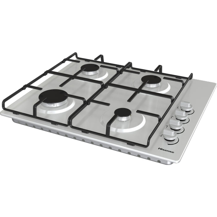 Hisense GM642XHS 60cm 4 Burner Gas Hob, Stainless Steel