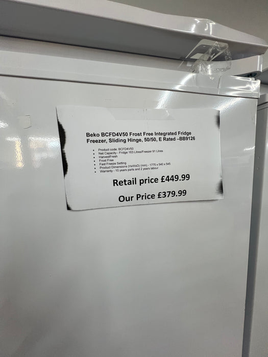 Grade A BEKO Pro BCFD450 Integrated 50/50 Fridge Freezer - Sliding Hinges BB9126