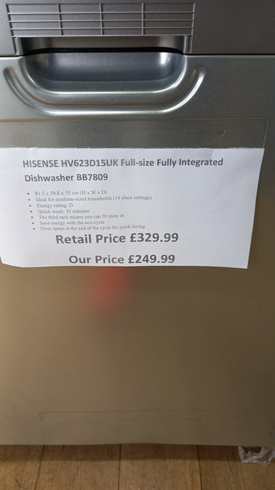 Grade A HISENSE HV623D15UK Full-size Fully Integrated Dishwasher BB7809